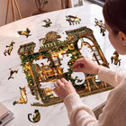 Christmas Coffee Shop Wooden Jigsaw Puzzle Animal Pieces