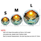 Round Cliff Sea Sunset Wooden Puzzle Irregular Nature Art