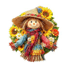 Harvest Scarecrow Wooden Jigsaw Puzzle Round Art Decor