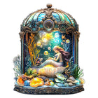 Graceful Mermaid Wooden Jigsaw Retro Dome Underwater Art