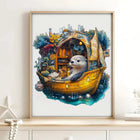 Otter Reading in Boat Wooden Puzzle Animal Pieces Marine Decor