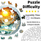 Round Cliff Sea Sunset Wooden Puzzle Irregular Nature Art