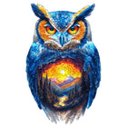 Magical Owl Shaped Wooden Jigsaw Puzzle Sunset Art Decor