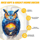 Magical Owl Shaped Wooden Jigsaw Puzzle Sunset Art Decor