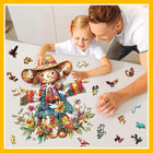 Fall Harvest Scarecrow Wooden Puzzle Irregular Art Decor