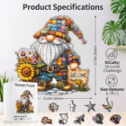 Patchwork Gnome Sunflower Wooden Jigsaw Puzzle Home Decor Gift