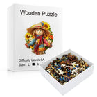 Harvest Scarecrow Wooden Jigsaw Puzzle Round Art Decor