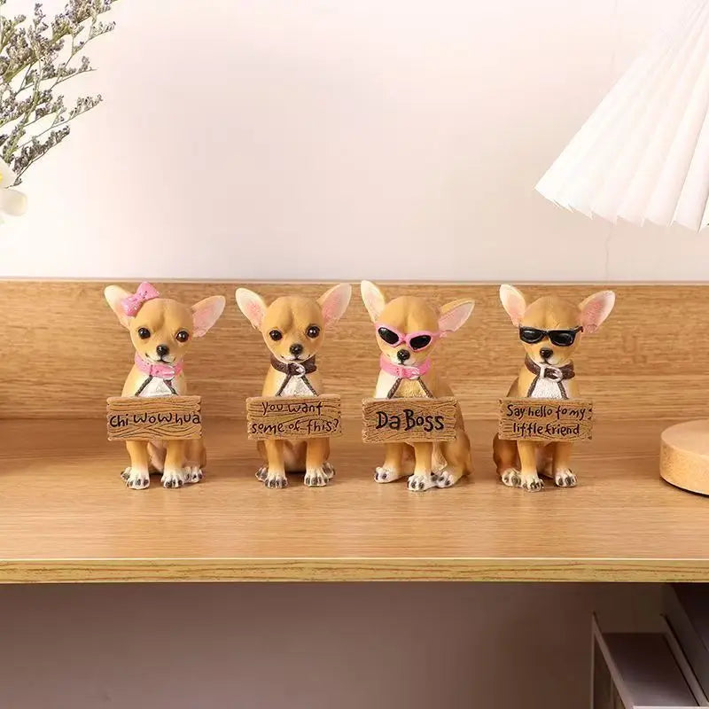Chihuahua Dog Statue 10.5cm Hand-Painted Resin Figurine | Toylvia™