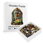 Enchanted Forest Glass Jar Wooden Puzzle Deer Mushroom Art