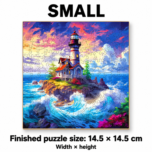 Beacon at Sea: High-Difficulty Wave Lighthouse Wooden Puzzle - alternate view