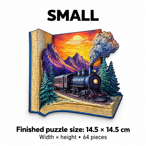 Train in the Book 3D Art Jigsaw Wooden Puzzle - (Unique Shape, Premium Wood) - alternate view