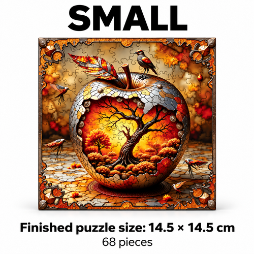 Botanical Core: High-Difficulty Apple World Wooden Jigsaw Puzzle - alternate view