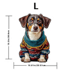 Large size dog wooden puzzle in colorful sweater, 15.3in by 10in – Toylvia