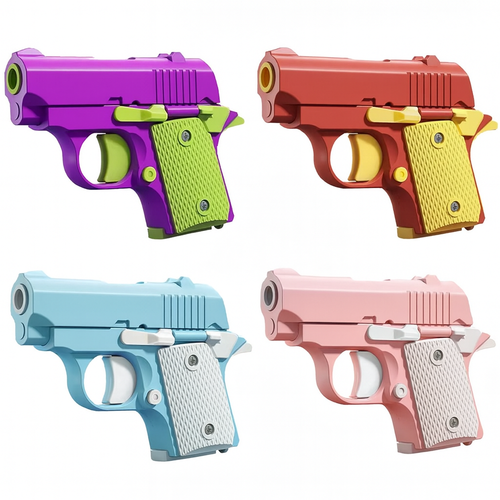 Toylvia Mini 1911 Fidget Toy Gun in Purple, Red, Blue, and Pink – ABS Stress Relief Toy