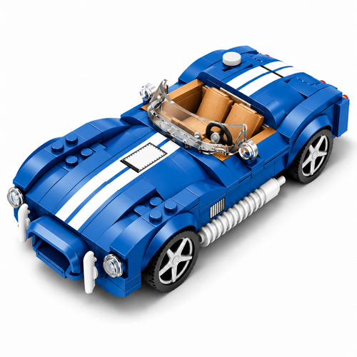 312PCS blue brick roadster high front three-quarter view
