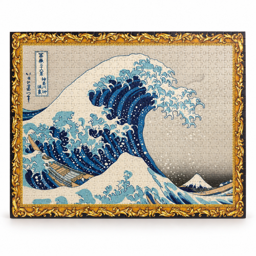 The Great Wave Off Kanagawa 1000-piece jigsaw puzzle, clean studio product photo