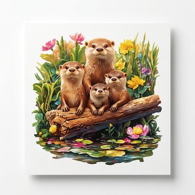 Adorable Otter Family Wooden Jigsaw Puzzle - Unique Animal-Shaped Pieces