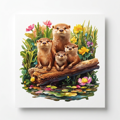 Adorable Otter Family Wooden Jigsaw Puzzle - Unique Animal-Shaped Pieces