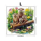 Adorable Otter Family Wooden Jigsaw Puzzle - Unique Animal-Shaped Pieces