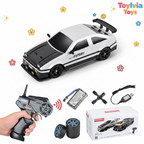 Toy car set with remote control, battery, and accessories on a white background, featuring Toylivia Toys branding.
