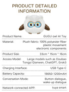 AI Intelligent Dialogue Plush Owl Toy Interactive Early Learning
