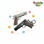 Two toy guns on a white background with colorful decorations and 'ToyLivia Toys' branding.