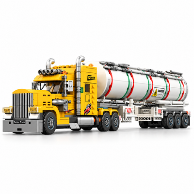 American Conventional Truck Building Blocks Set - 1119pcs Oil Tanker Model