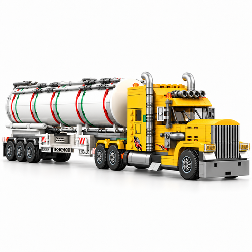 American Conventional Truck Building Blocks Set - 1119pcs Oil Tanker Model - alternate view