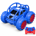 Amphibious RC stunt car hero, left-facing three-quarter view with matching controller.