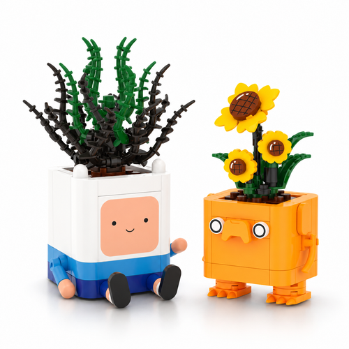 338Pcs Adventure Time Happy Plants Building Block Set - Succulent & Sunflower - alternate view