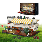 Post-apocalyptic prison building set with guard tower and perimeter fences