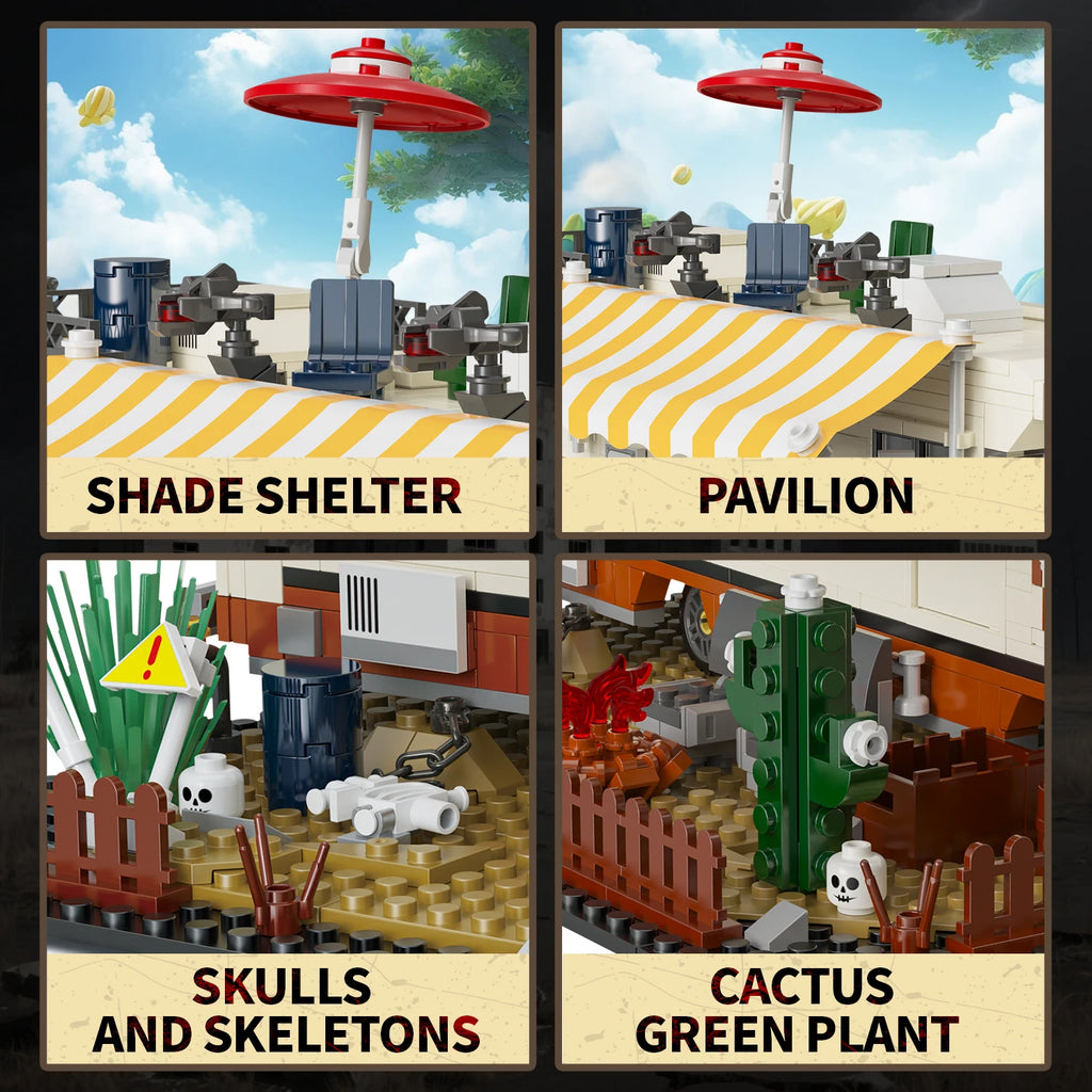 Chain-link fence and security gate accessories for building block sets