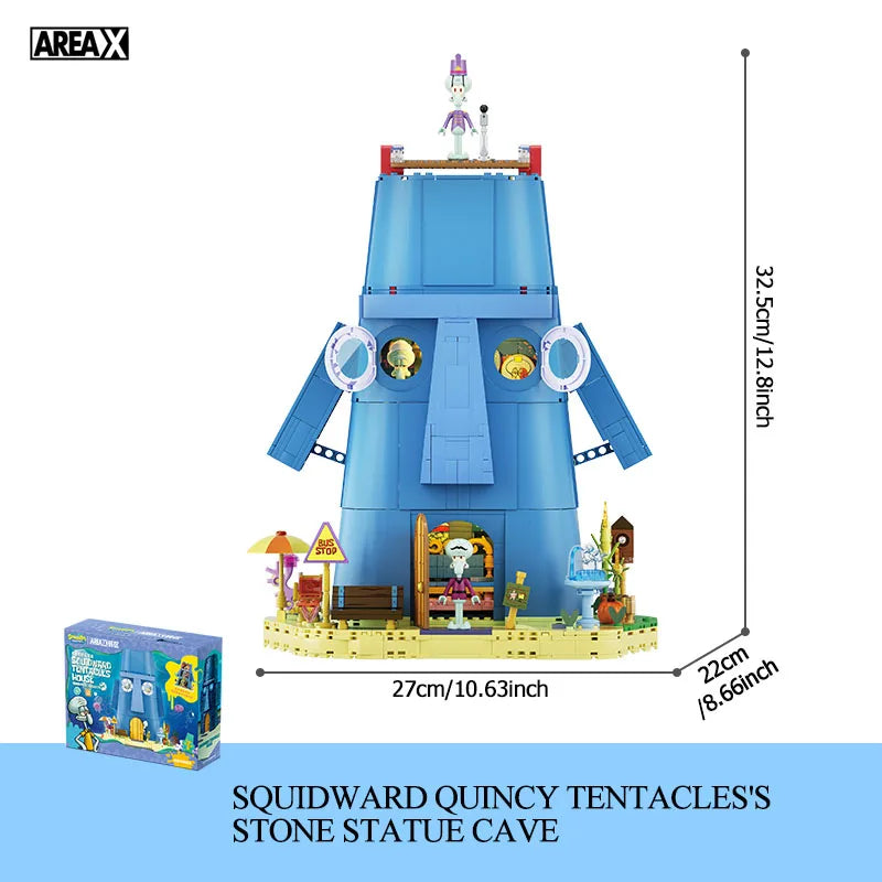 AREA-X SpongeBob Squidward Stone House Building Blocks with Light