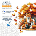 Autumn Fox Family Wooden Jigsaw Puzzle Unique Animal-Shaped Pieces for Adults
