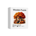 Autumn Fox Family Wooden Jigsaw Puzzle Unique Animal-Shaped Pieces for Adults