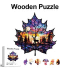 Autumn Maple Leaf Wooden Jigsaw Puzzle Unique Nature Art Puzzle for Adults