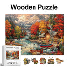Autumn Mountain Retreat Wooden Jigsaw Puzzle Scenic Forest Landscape