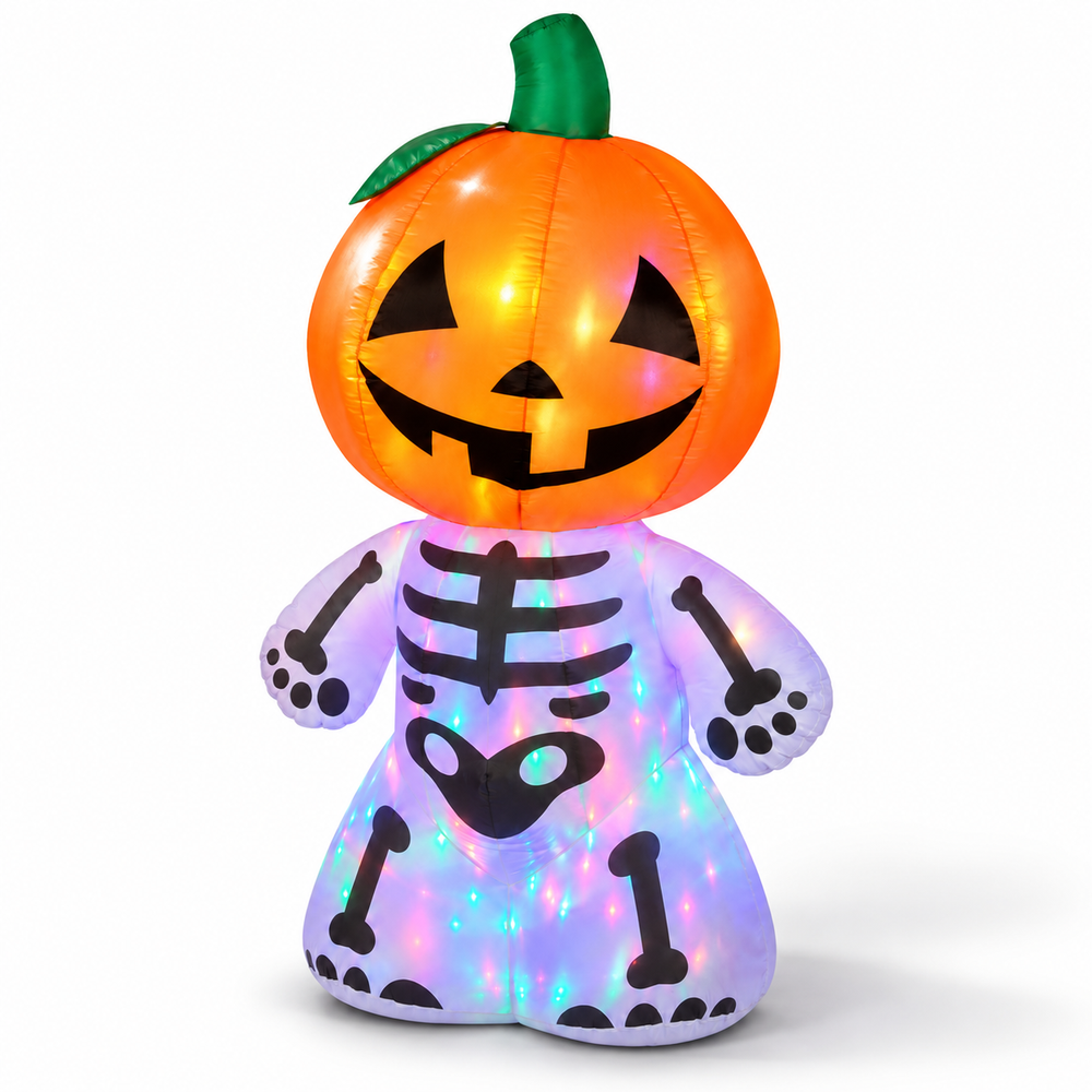 6FT inflatable pumpkin skeleton with colour glow