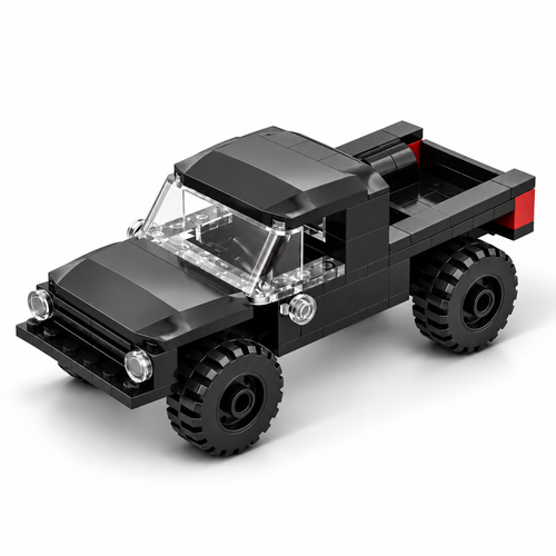 85PCS brick pickup truck high front three-quarter view