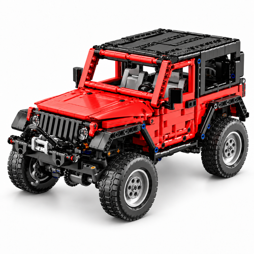 Red 4x4 off-road brick SUV high front three-quarter view