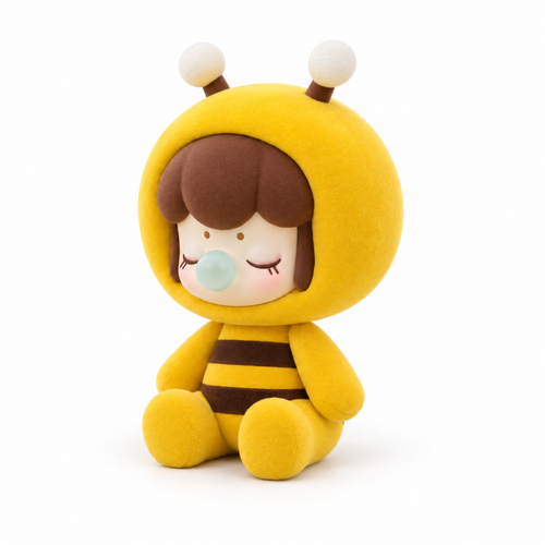 BabyNanci bee collectible figure in a centered left three-quarter view on white