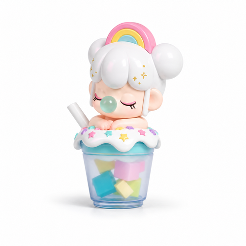 BabyNanci milk tea figure horizontally flipped, centered on white