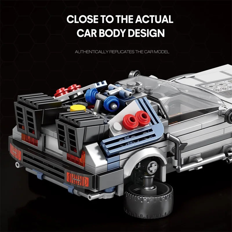 Model car body with detailed components on a black background, text indicating authenticity.