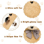 Illustration of a plush toy with features highlighted on a white background.