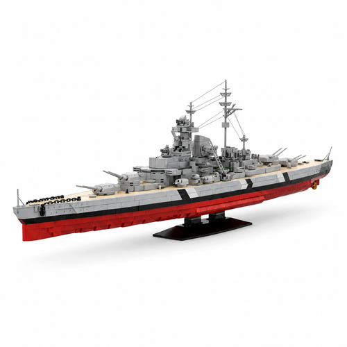 2686PCS Bismarck battleship building blocks model on white background