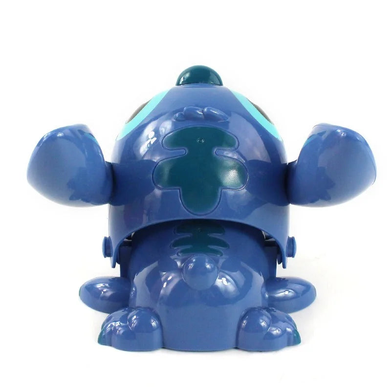 Back view of blue plastic bite finger dentist game toy on white background