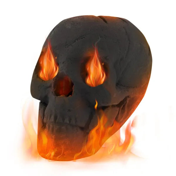 Black Ceramic Fire Pit Skull Realistic Halloween Fireplace Decor