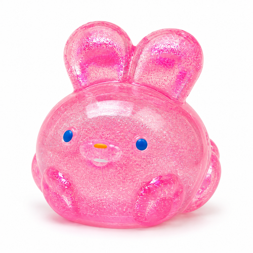 Blue Glitter Bunny Squishy Toy Jelly Hops Sensory Stress Ball - alternate view