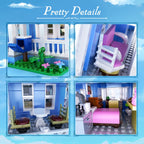 Collage of detailed miniature furniture and accessories on a blue background with 'Pretty Details' text.