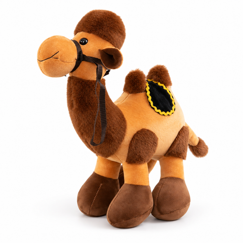 Brown camel plush, centered and facing three-quarter left